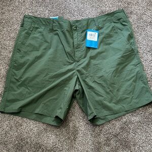 Columbia Forest Green Flat Front Shorts with an 8” inseam